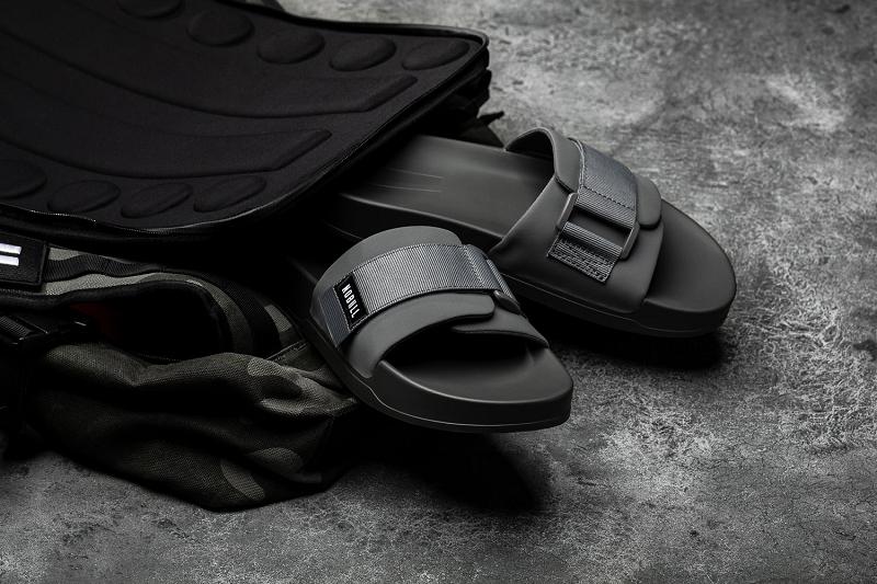 Black Nobull Adjustable Men's Slides | CA R1190V